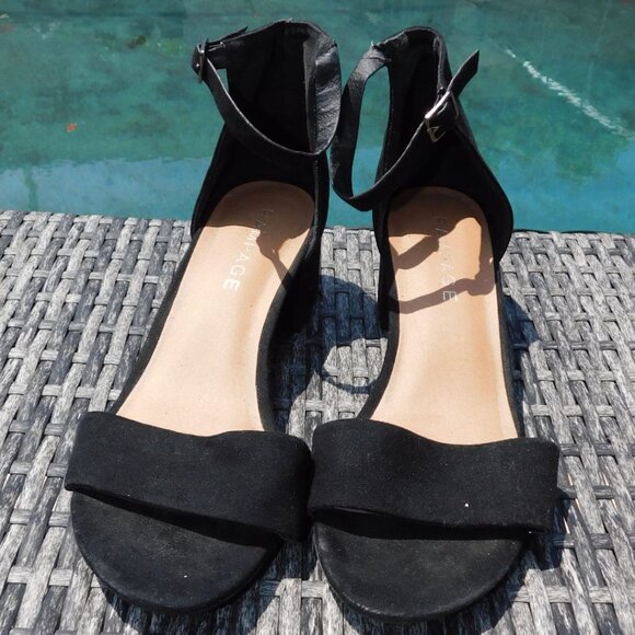 Rampage Mattie Block Heel Black Sandals Size 9.5 - Picture 1 of 4